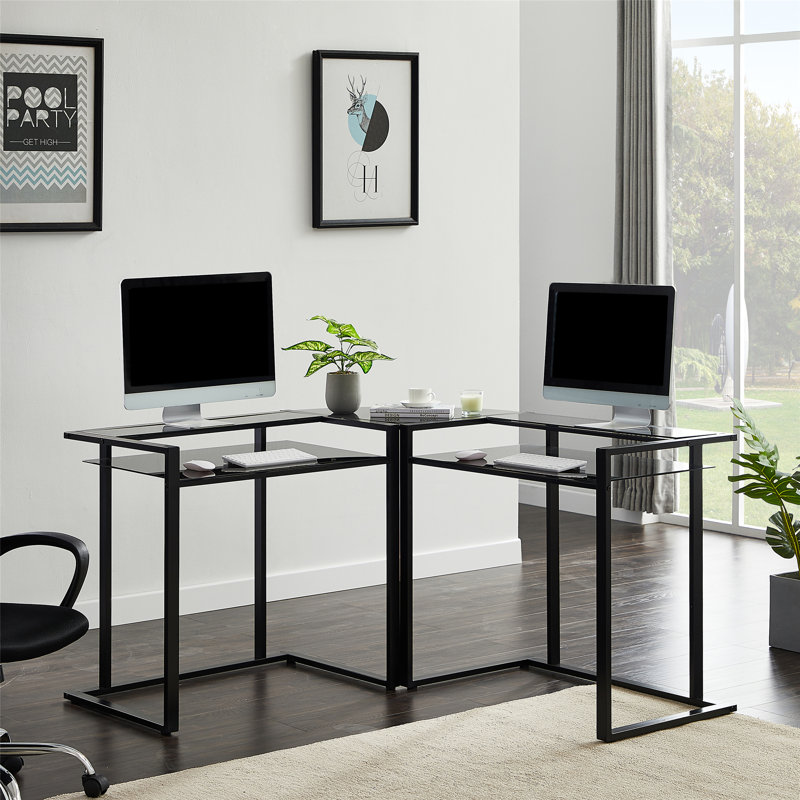Inbox Zero Glass LShaped Desk Wayfair